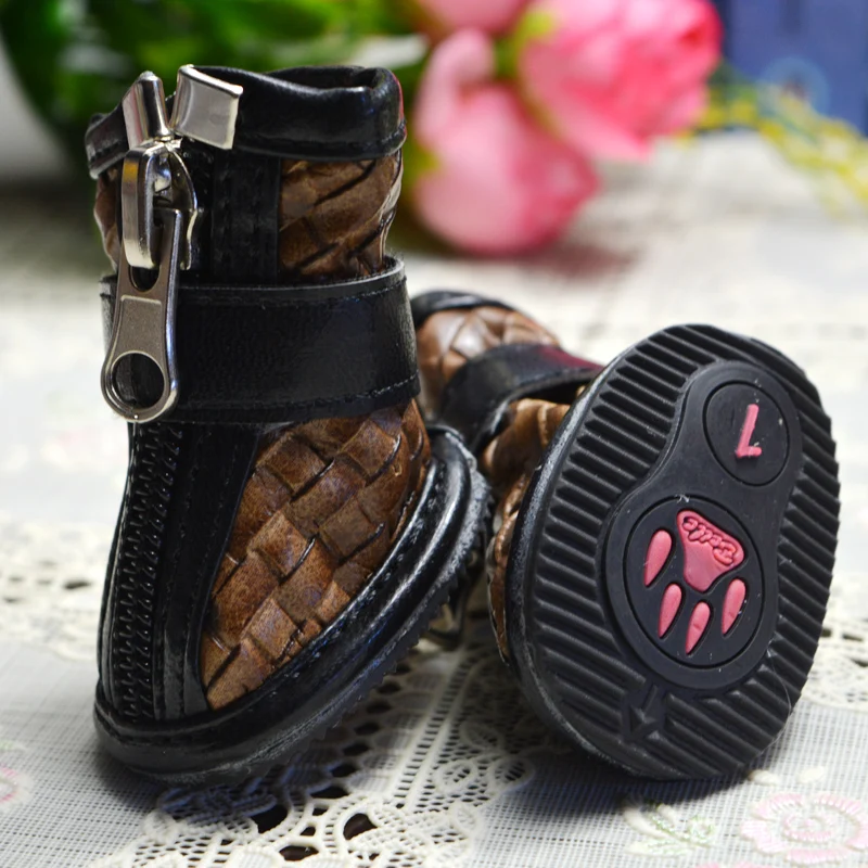 4 шт./компл. большая Обувь для собак в красном/желтом/кофейном/черном сетке 8931