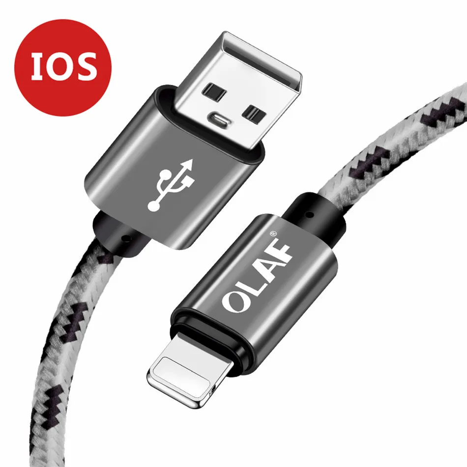 Олаф Micro USB кабель 2.1A Быстрая зарядка и синхронизация данных кабели для samsung нейлоновая оплетка type-C USB C кабель для huawei mate 20 Pro - Цвет: Gray For iPhone