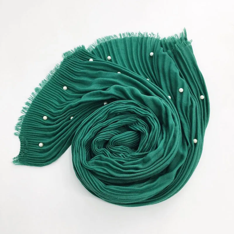 Хлопок Для женщин жемчужина плиссированные в полоску Cachecol одноцветное Бисер