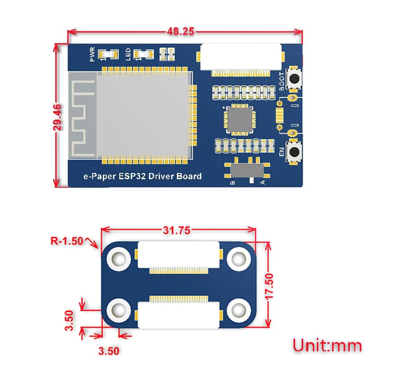 Универсальная плата драйвера e-paper с WiFi/Bluetooth SoC ESP32, поддерживает различные Waveshare SPI e-paper raw panels
