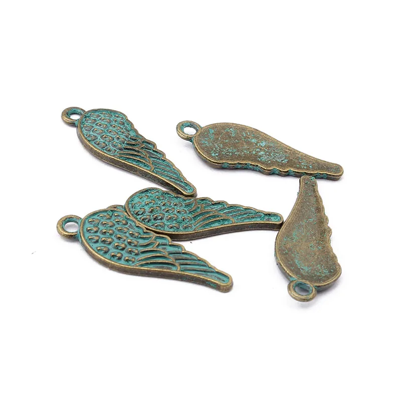 30 шт. антикварные греческие бронзовые перья подвеска Крыло ангела Подвески