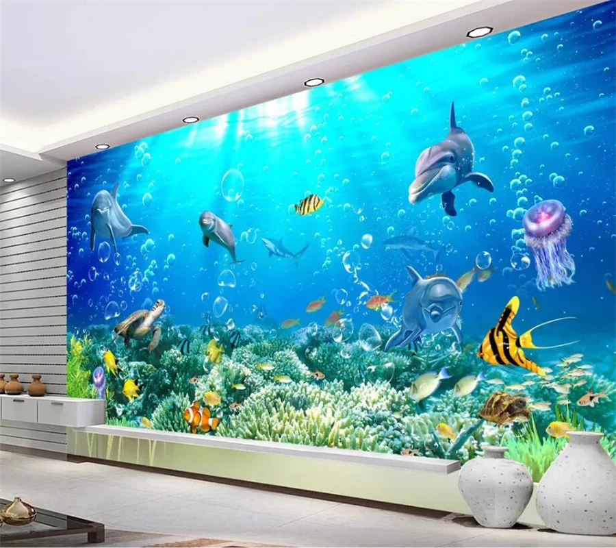 Пользовательские фотообои wellyu 3D фрески эффекты подводный мир|photo wallpaper murals|3d