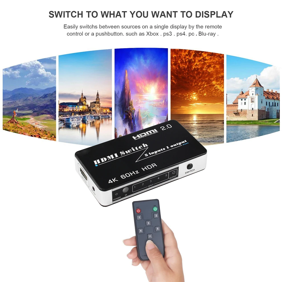 Мини HDMI 2 0 переключатель HDR HDCP 3x1 5x1 4K концентратор 3 / 5 портов для PS4 Pro|Кабели HDMI| |