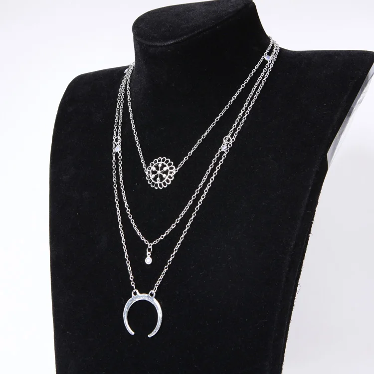 2021 New Arrivals Hot Fashion Multilayer Long Necklace Bohemian Style Moon Hollow Flowers Chokers Necklaces For Women Jewelry | Украшения и