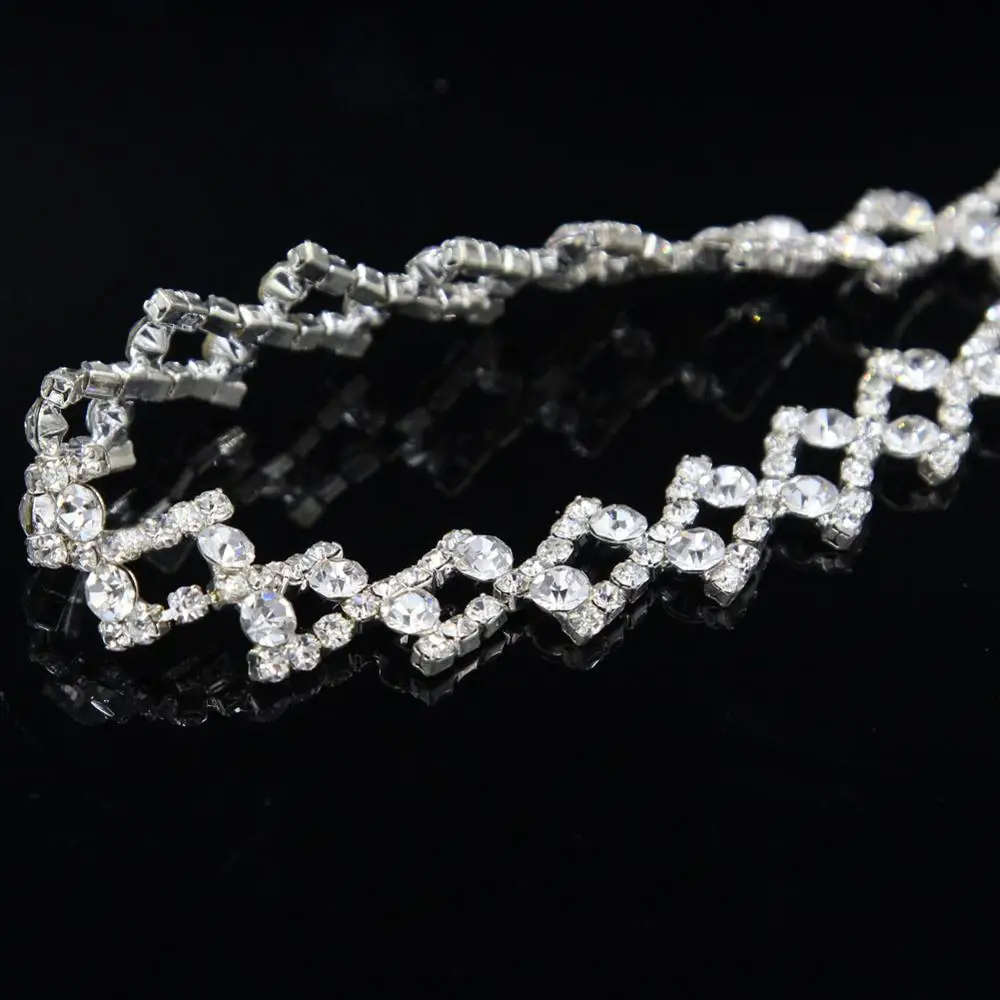 

10Yards 888 Glass Crystal Rhinestone Trim Golden Silver Rose Gold Chain Trims Costume Applique