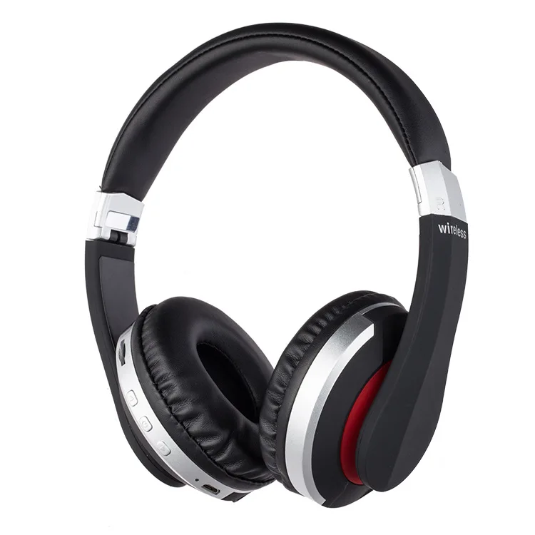 Серебристый Беспроводные наушники Bluetooth гарнитура Складные стерео игровые наушники с микрофоном Поддержка TF карты для IPad мобильного телефона - Цвет: Серебристый