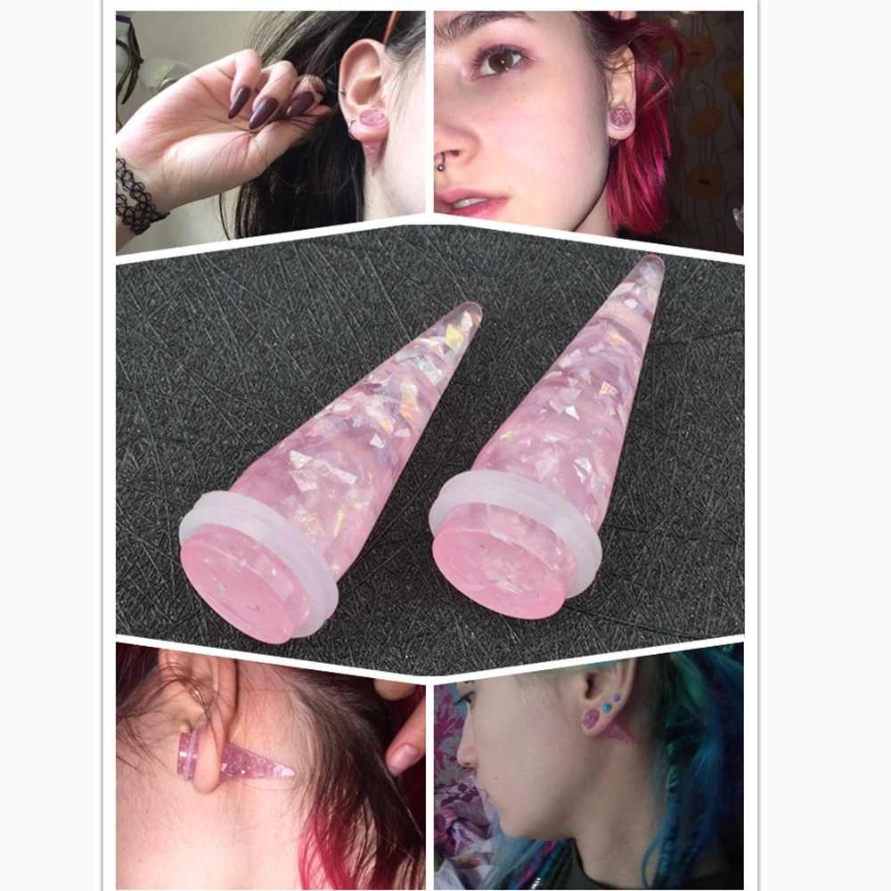 Тела панк пирсинг уха Акриловые розовый опал ушной тунель Расширение носилки