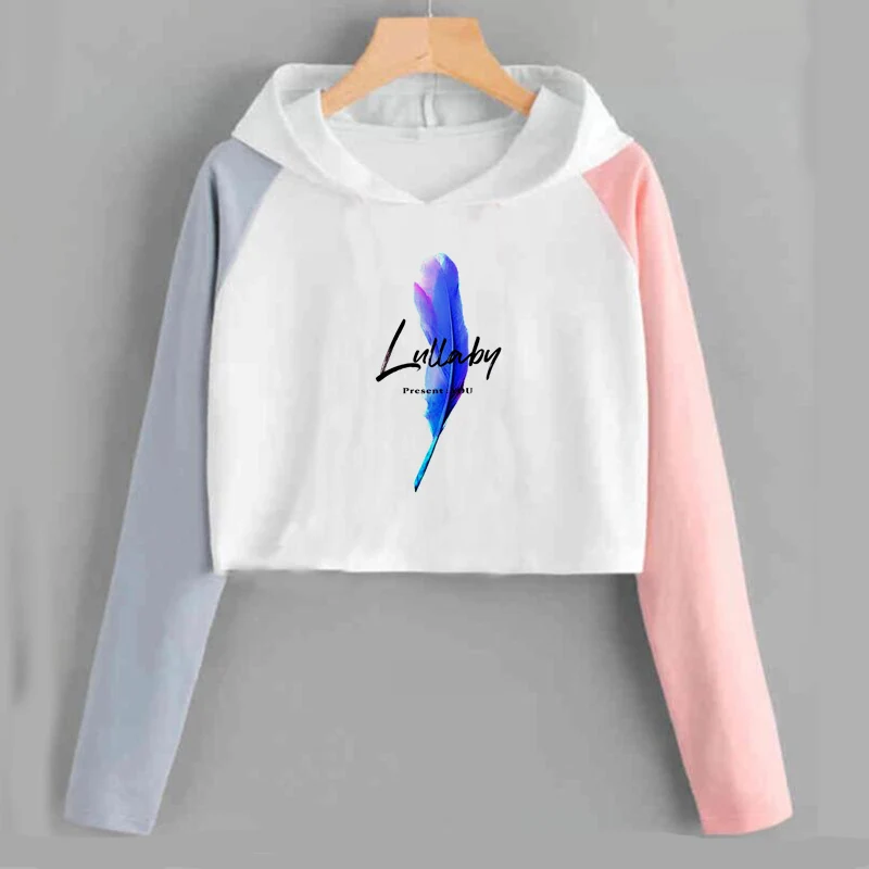 Укороченная толстовка с капюшоном в Корейском стиле надписью You Got7 женский