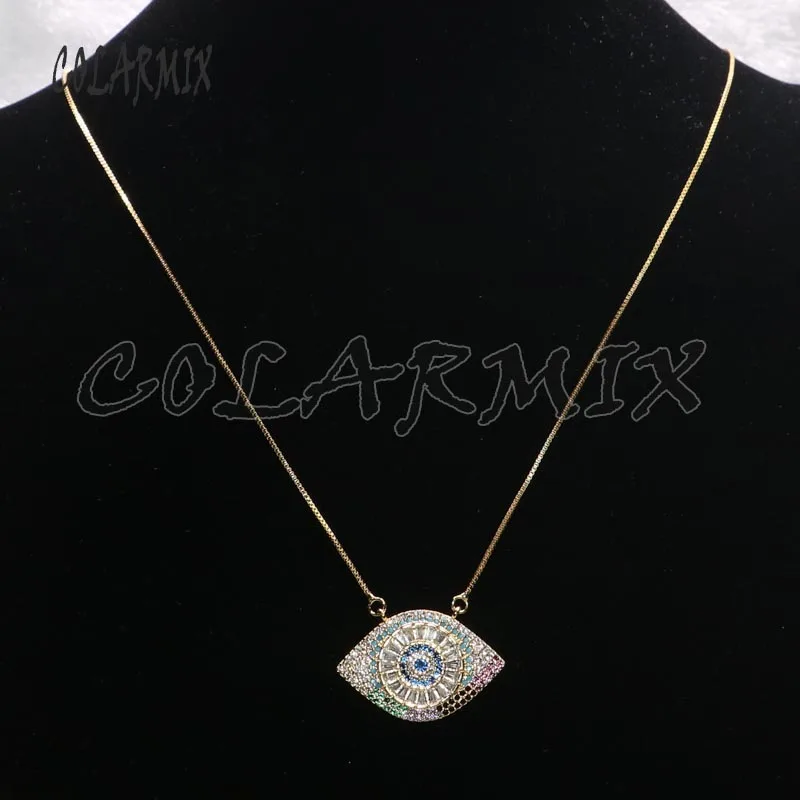 Ожерелье с большим кристаллом 5 нитей подвески аксессуары дьявольским глазом