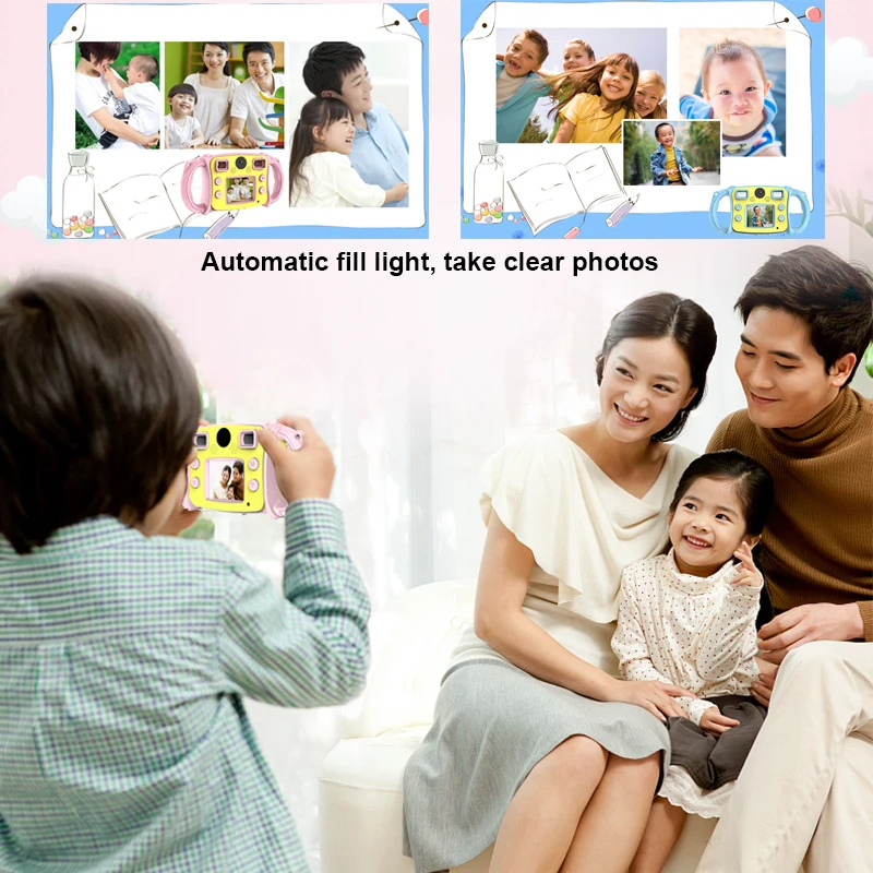 HD детская мини цифровая камера водонепроницаемая двойная линза 32G ЖК-экран