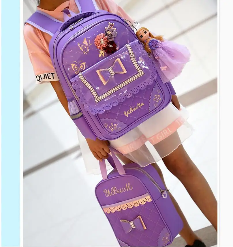 Pu School Trolley Backpacks Bags Children School Bag With Wheels For Girl Kids Luggage Rolling Bags Wheeled Backpacks For Girls