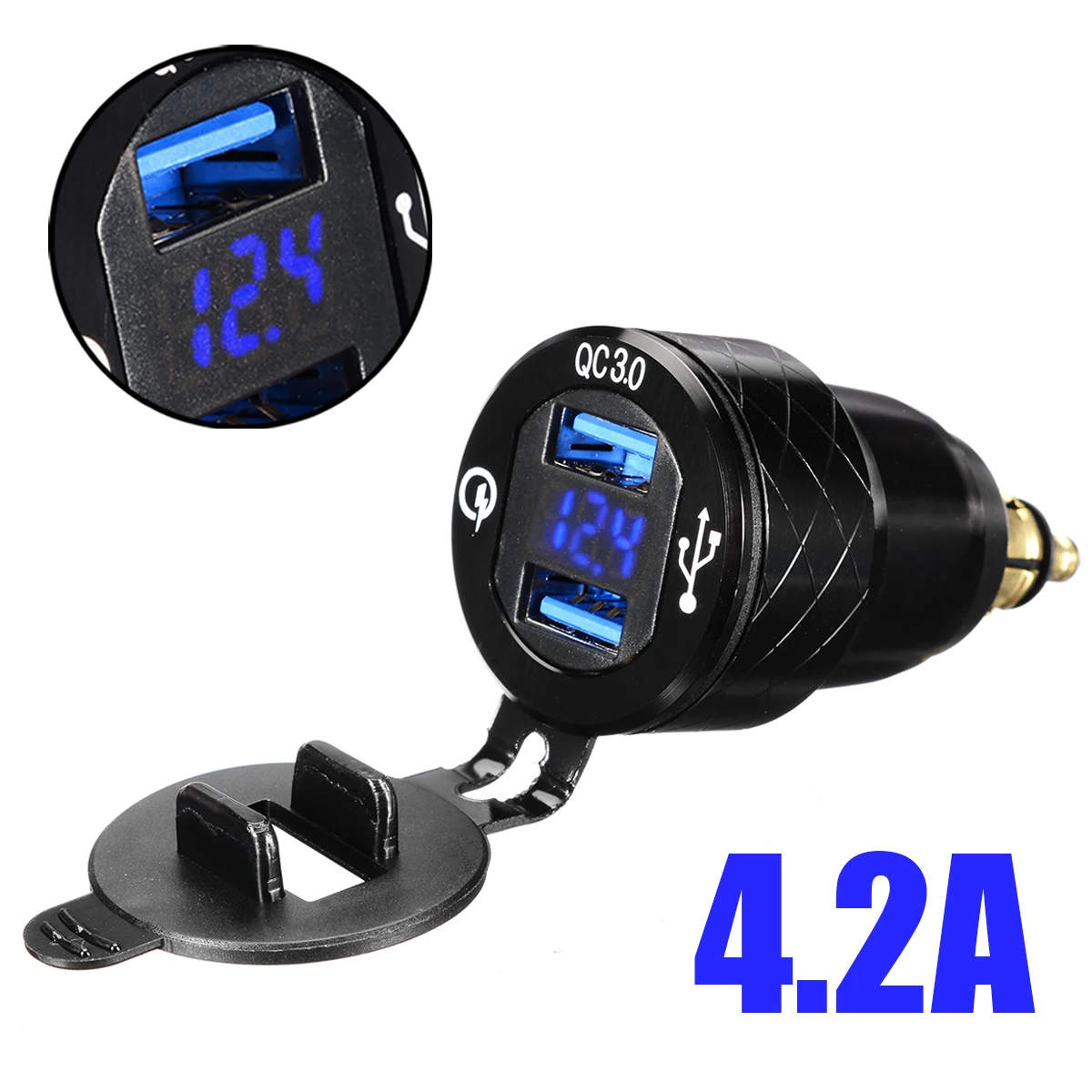 1 шт. 4.2A мотоцикл DIN разъем Dual USB Автомобильное Зарядное устройство Поддержка