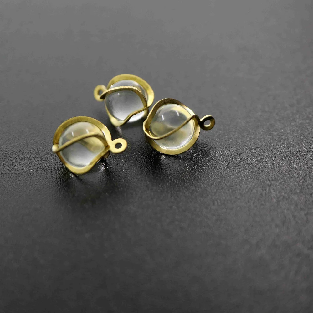 10 мм Винтажный стиль сырой латуни с прозрачными стеклянные бусины Сделай Сам