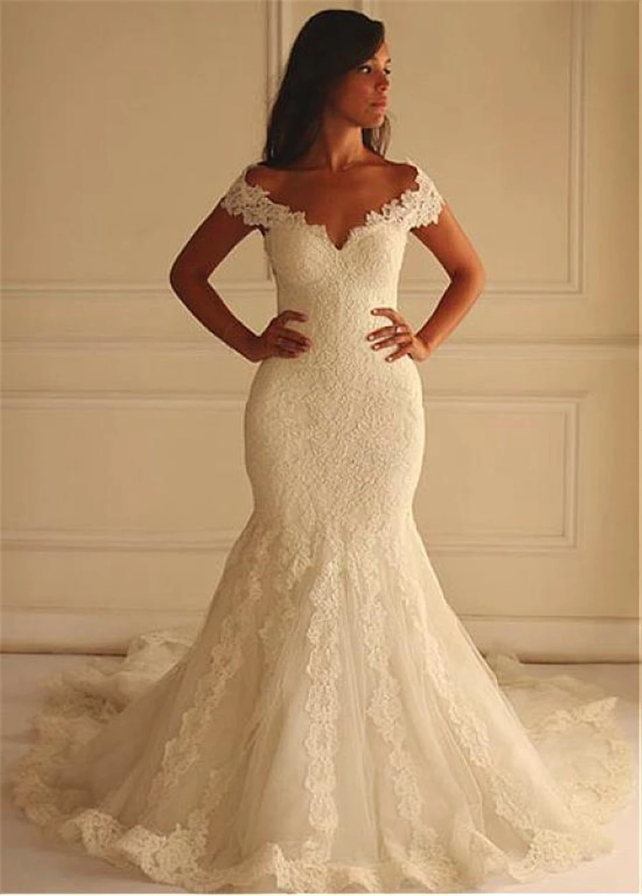Потрясающее Тюлевое свадебное платье с кружевной аппликацией женское vestidos de