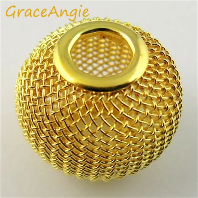 GraceAngie 20-дневная Золотая сетка большие бусины с отверстиями сферический