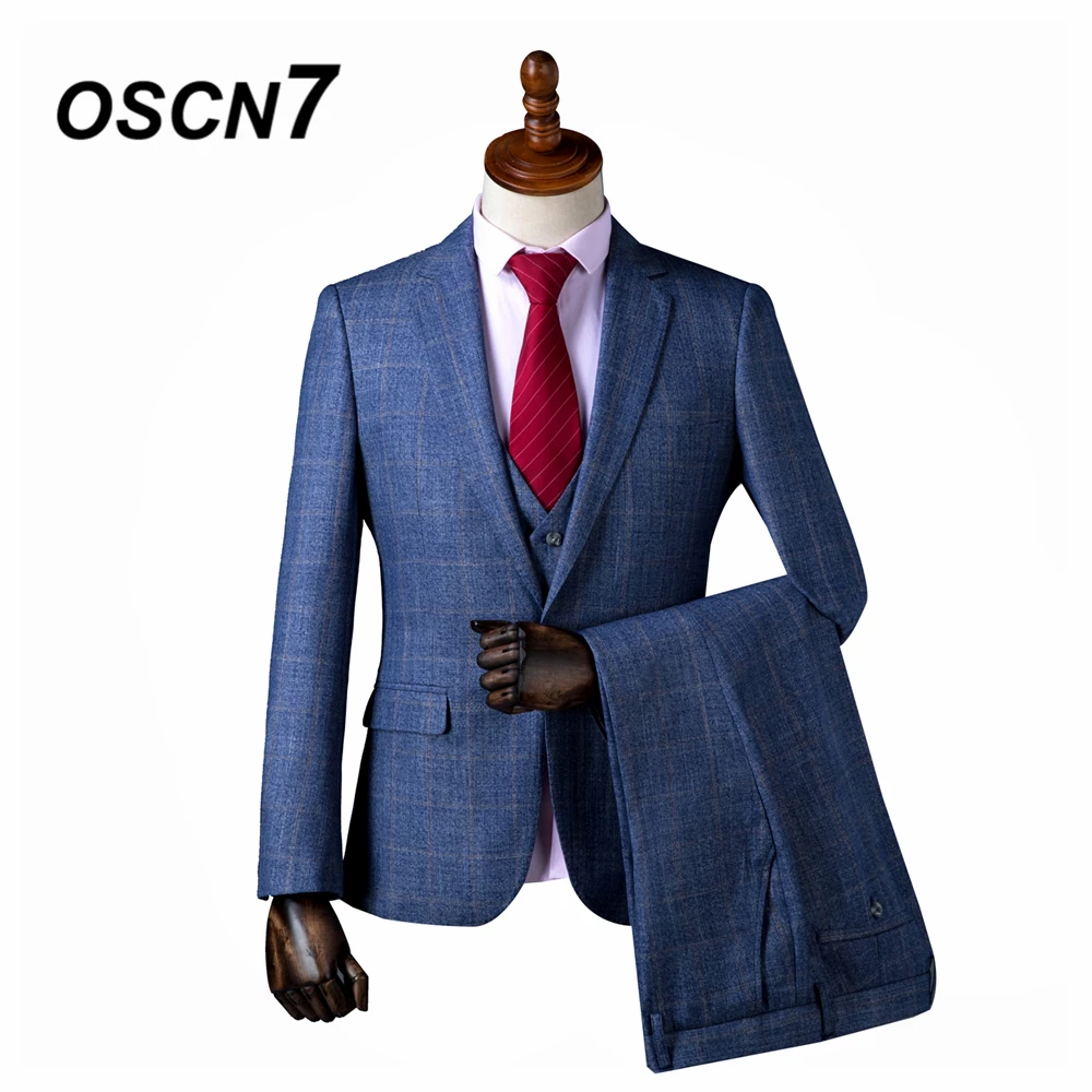 OSCN7 2019 клетчатые Костюмы Под заказ Для мужчин Slim Fit Свадебная вечеринка s