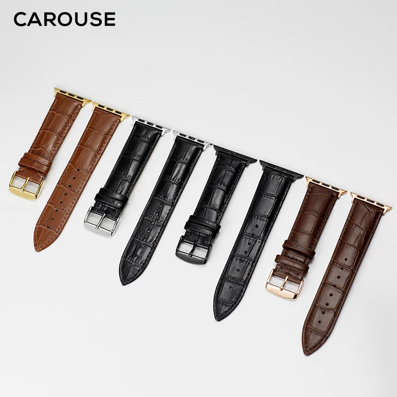 Carouse Watch Accessories Calf Genuine Leather Strap For Apple Watch Band 42mm 38mm Series 4/3/2/1 iWatch 44mm 40mm Watchband