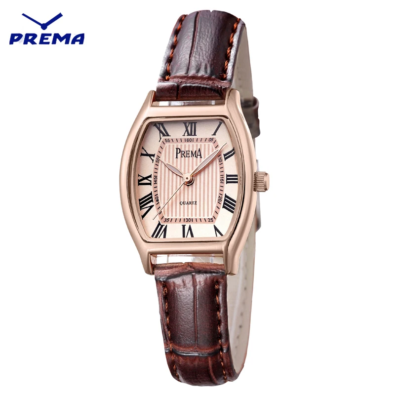 PREMA женщины часы Мода Женские часы Кожаный ремешок часы - Цвет: dark brown coffee