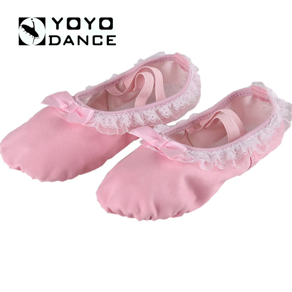Size24/40 Подходит для 16-24 см Новый Розовый кружева балетки мягкая подошва девушки