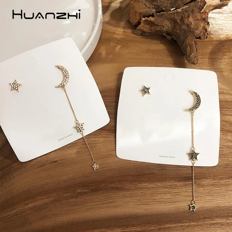 Женские ассиметричные серьги HUANZHI элегантные длинные серьги-капельки из сплава
