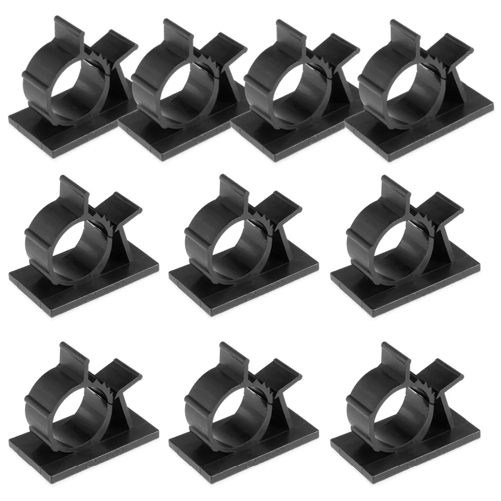 

UXCELL Black 10Pcs 1013/1720 Applicable Wire Dia. 16.5-20.1/10-12.5mm Self Adhesive Adjustable Sticker Clip Wire Cable Tie