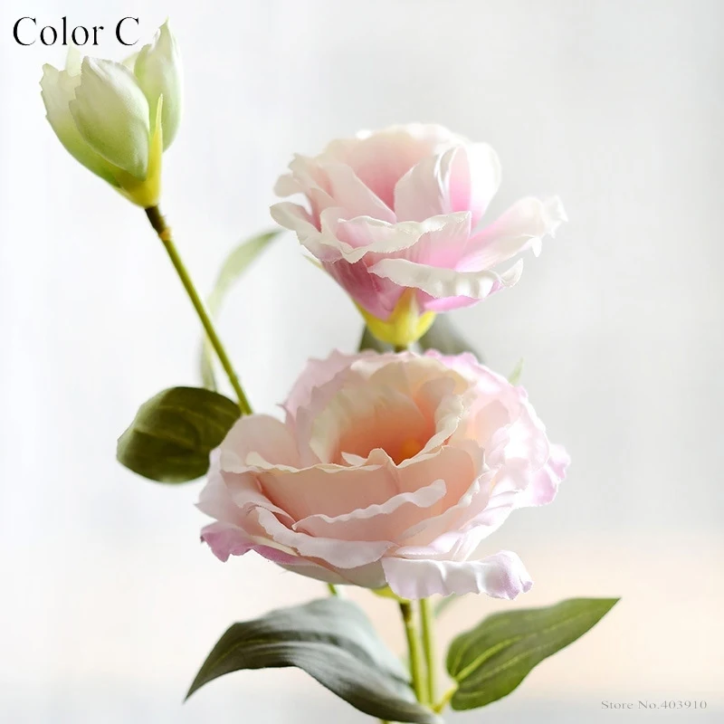 1 шт. Европейский искусственный цветок 3 головки поддельные Eustoma Gradiflorus Lisianthus Рождество Свадьба Праздник декор дома 5 цветов
