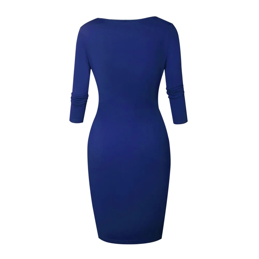 2019 Весна сексуальная женщина 3/4 рукав молния Bodycon платья для женщин Высокая талия