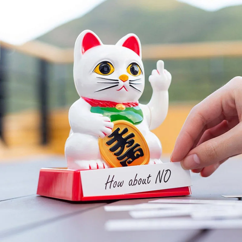 CATTITUDE LUCKY CAT с отношение Забавный средний палец Lucky Cat рукопожатие Фортуна Ремесел