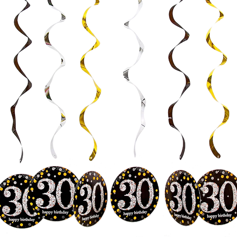 1 Set Birthday Party Paper Craft Tableware DIY Cups Plate Banner Spiral Pendant for 21/30/40/50/60 st Adult Supplies | Дом и сад