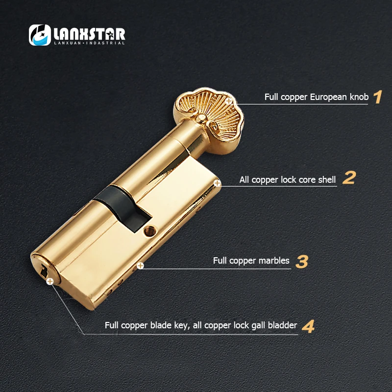 Роскошный замок для двери из чистой меди и массива дерева бесшумный европейский