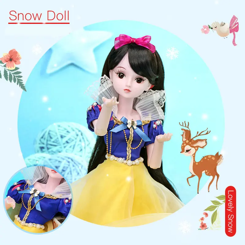 60 см Снежная белая кукла 1/3 Bjd куклы полный набор 19 Соединенных 3D глаза принцесса игрушка кукла игрушки для детей Подарки для девочек на день рождения