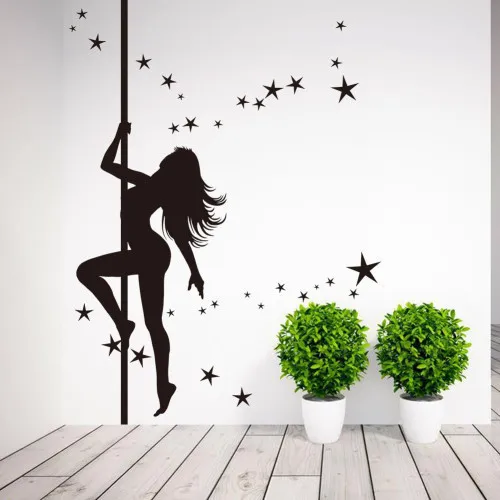 Наклейка на стену с танцующей девочкой на шесте, обои для домашнего декора, виниловые съемные настенные наклейки