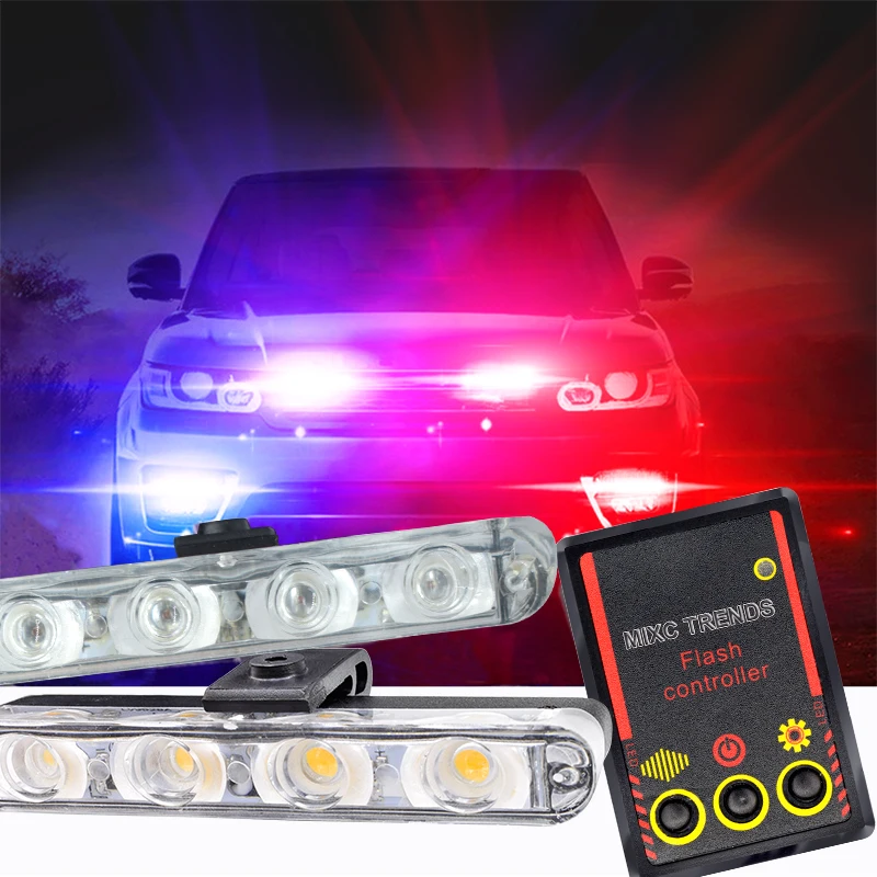 Автомобиль стробоскоп предупреждающий полицейский свет 8 LED автомобиль грузовик мигающий пожарный скорая помощь мигалка DRL дневные ходовые огни Синий