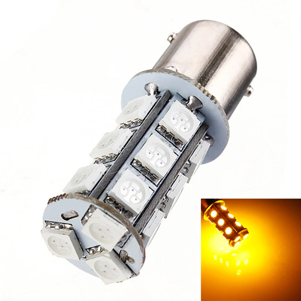 Авто подсветка Янтарный Желтый 1156 BA15S 18 SMD 5050 светодиодный Автомобильный источник