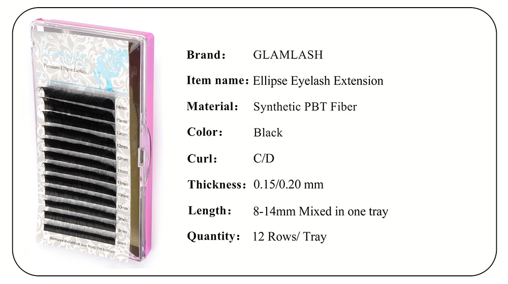 GLAMLASH 8~ 14 смешанных кашемировых плоских ресниц, матовые искусственные норковые ресницы, поставки, индивидуальные эллипсовые ресницы для наращивания, раздельные кончики