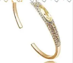 gold champage Австрийский Кристалл глаз тапочки AAAA+ стразы манжета жесткий Браслет Подарочный качество модные ювелирные изделия Прямая поставка Новое поступление - Окраска металла: gold champage