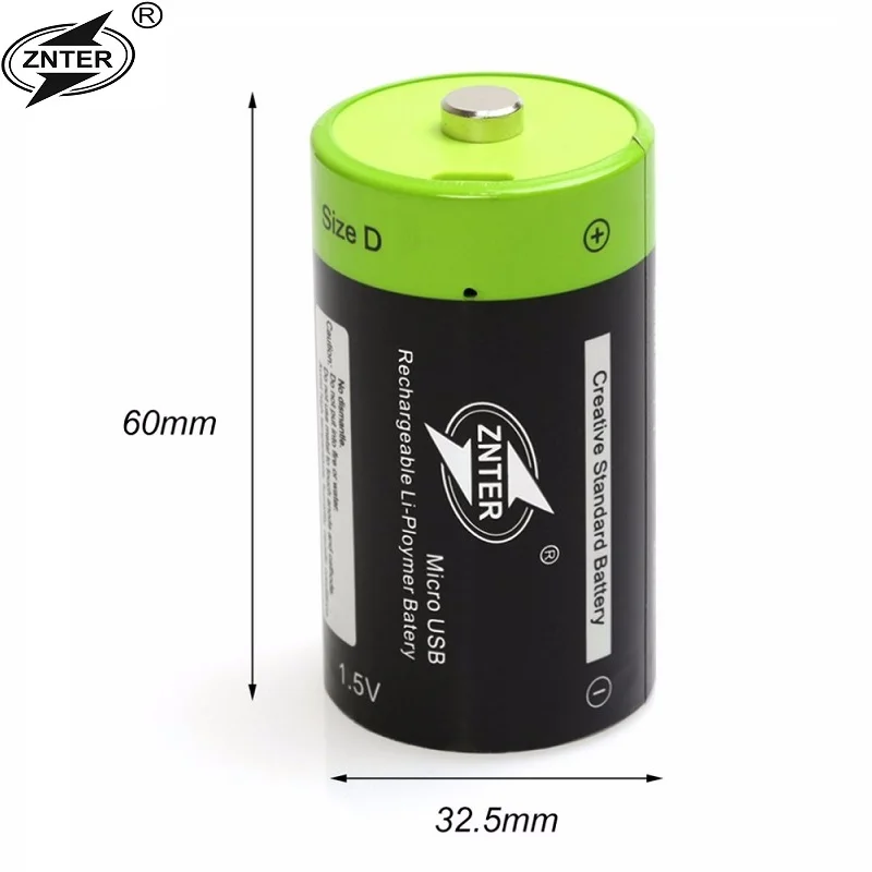 ZNTER 1 5 V 4000mAh размер D батарея микро USB перезаряжаемые батареи Lipo LR20 для RC камеры