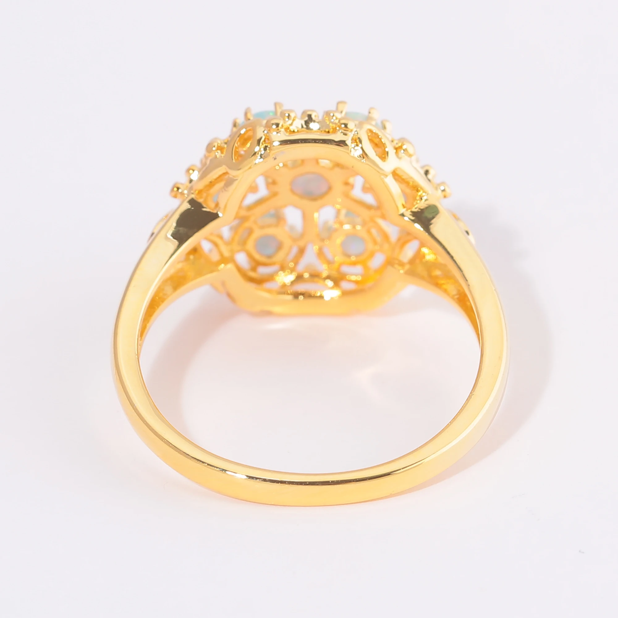 CiNily Created Green Fire Opal Yellow Gold Color Wholesale for Women Jewelry Fashion Wedding Ring Size 7 8 9 OJ6234|fire opal|gold coloropal opal |
