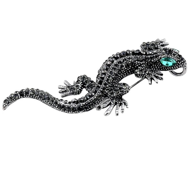 BK1 Модные женские рубашки Броши в виде ящериц декоративный Металл Gecko шпильки Стразы с финифтью брошь мужской костюм ювелирные изделия аксессуары Подарки - Окраска металла: BK1