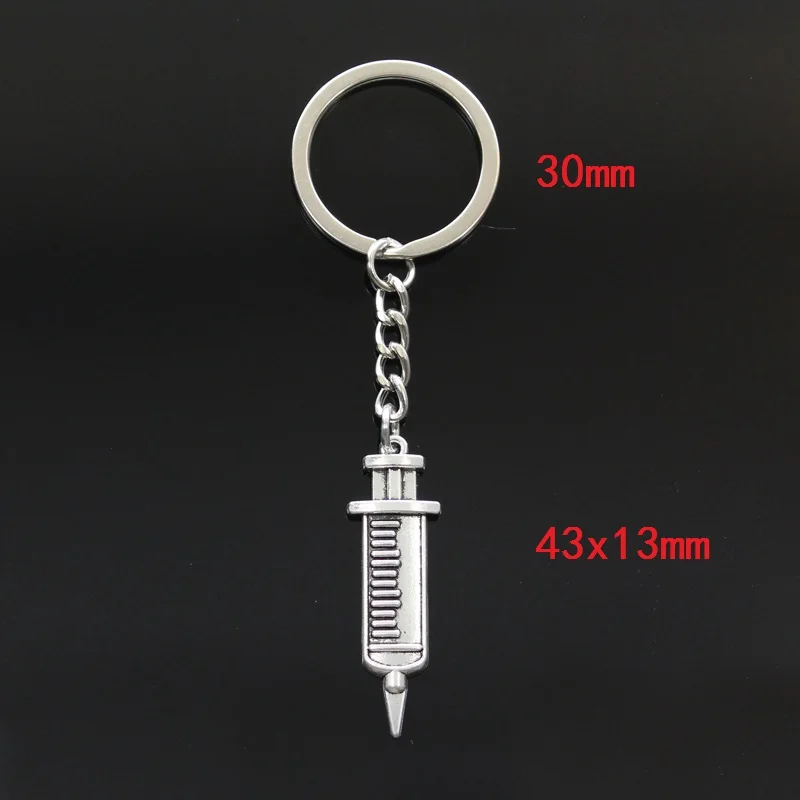 Fashion Keychain 43x13mm Doctor Syringe Pendants DIY Men Jewelry Car Key Chain Ring Holder Souvenir For Gift | Украшения и