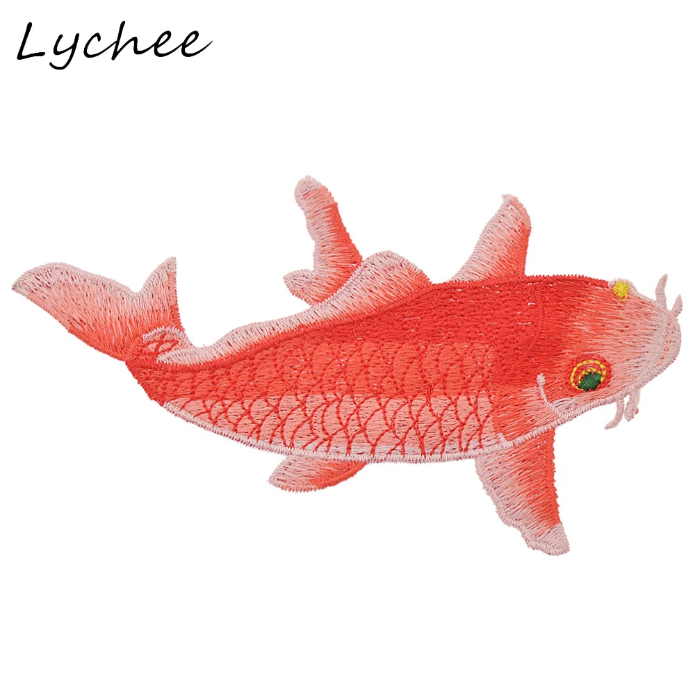 Lychee черно-красный цвет животное Карп Рыба вышитые нашивки для женщин DIY ручной