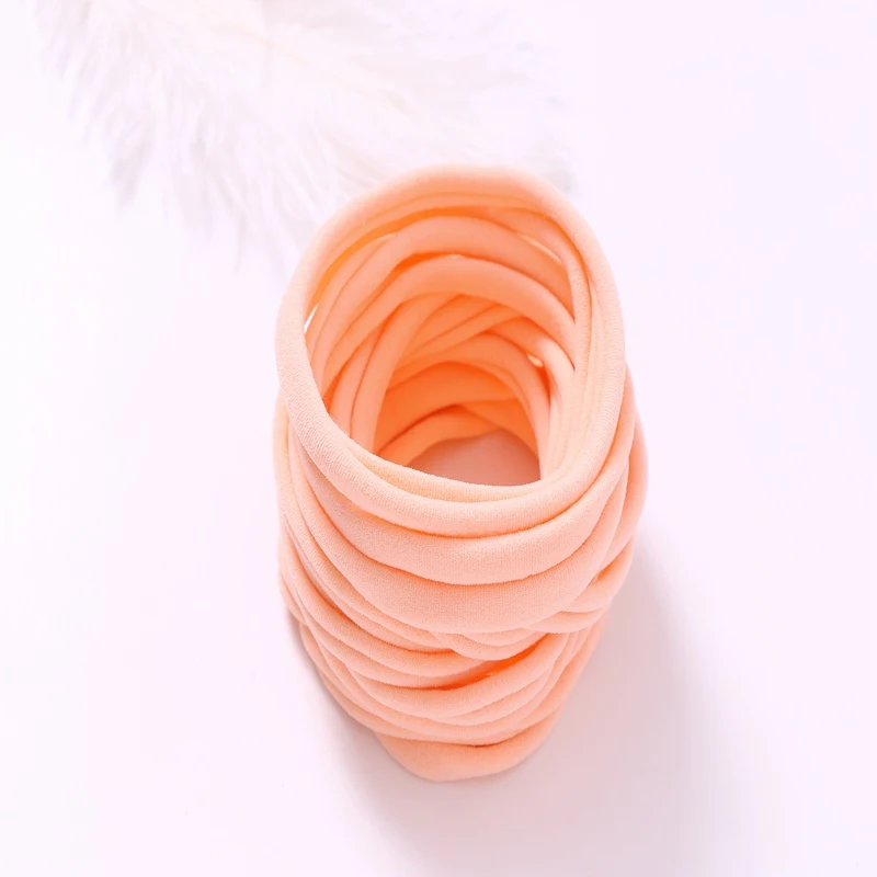 peach 50 шт./лот, яркие цвета, мягкие нейлоновые эластичные повязки на голову, сделай сам, лента с бантом, Однотонные эластичные повязки на голову, аксессуары для волос - Цвет: peach