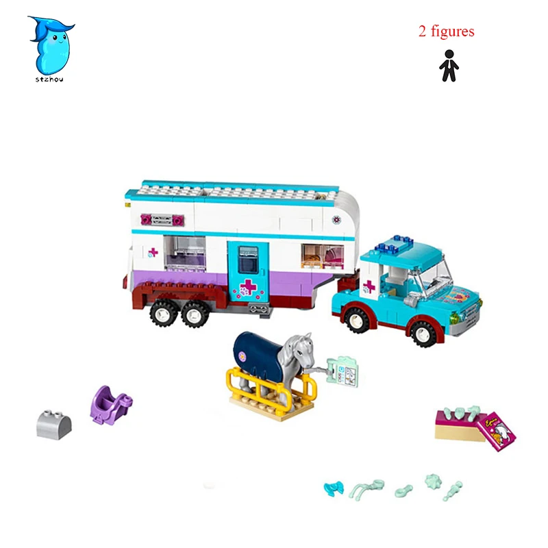 Stzhou 387 шт. Совместимость друзья Верховая vet Прицепы здания Конструкторы Emma Mia