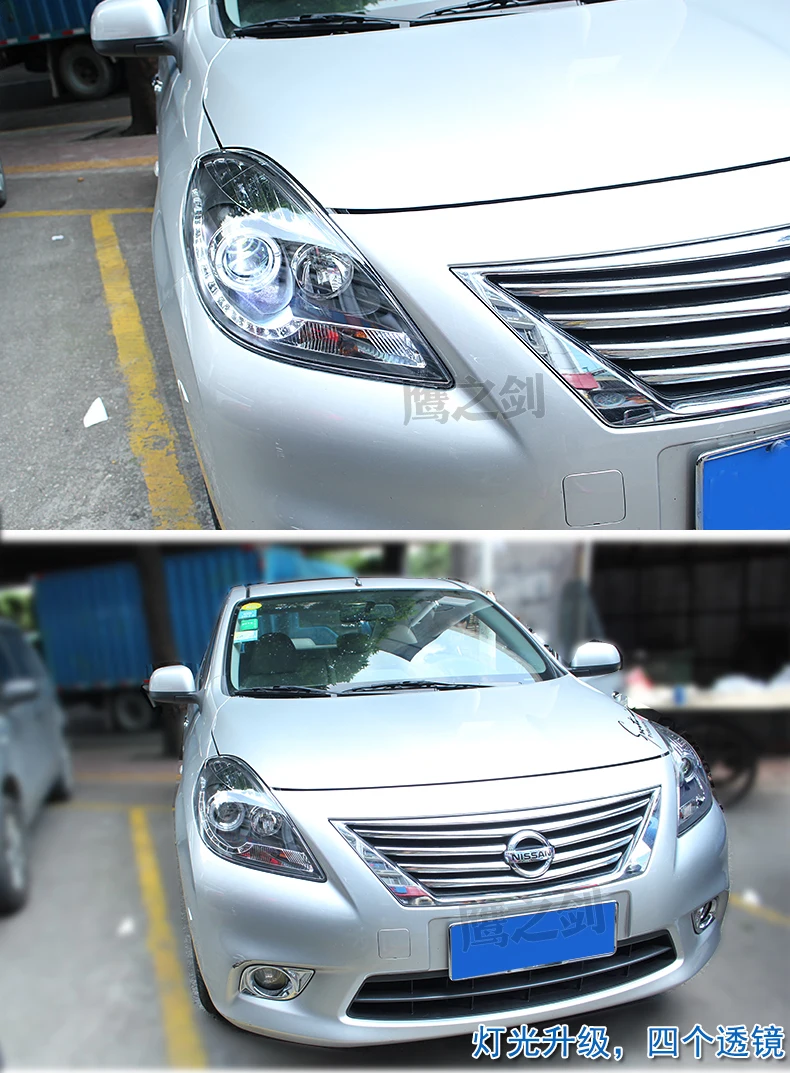 Hireno фары для 2010-2013 Nissan Versa солнечный фар сборки LED DRL ангел объектив двойной луч ксеноновые 2 шт