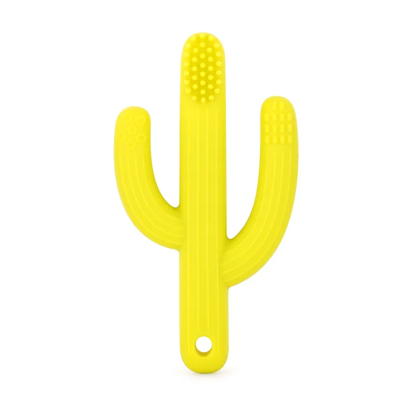cactusyellow Детские Безопасные Силиконовые Прорезыватели, Мультяшные животные, Детские зубной прорезыватель, жевательные молярные игрушки, не содержащие БИСФЕНОЛ, детские игрушки для прорезывания зубов - Цвет: cactusyellow