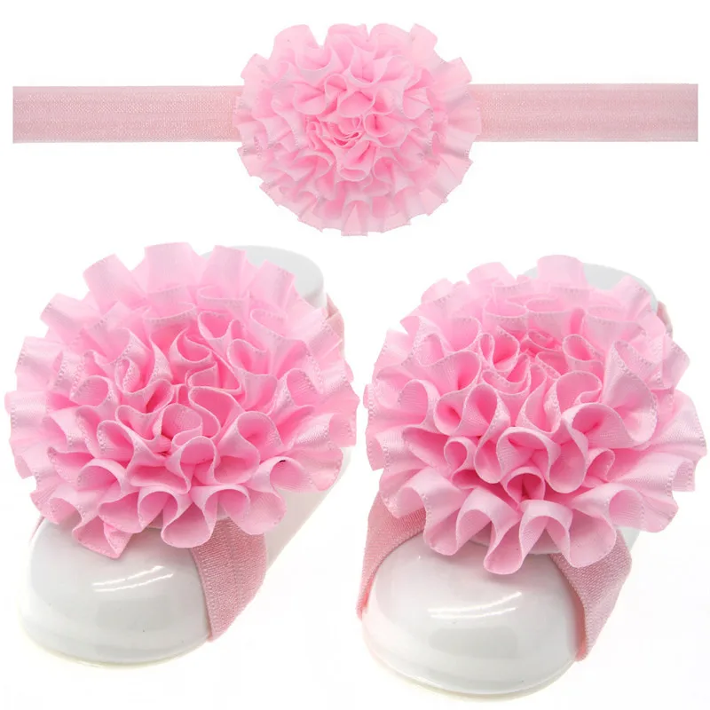 27 pink BalleenShiny/3 шт.; повязка на голову с цветами; сандалии для маленьких девочек; аксессуары для волос; эластичные модные украшения для ног; подарок для детей - Цвет: 27 pink