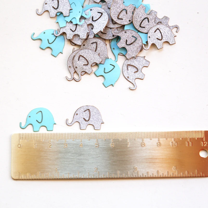 Блестящие конфетти с рисунком слона 100% шт. синие и серебряные для душа украшения