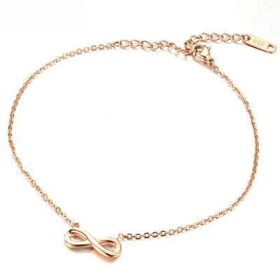 Горячие маленькая Бесконечность ножной браслет розовое золото титана стали