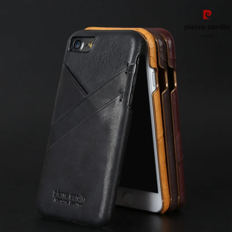 Pierre Cardin для iPhone 8 7 Чехол Винтаж Натуральная кожа отделения для карт твердая задняя крышка для iPhone 8 Plus/7 Plus чехол для телефона s Funda