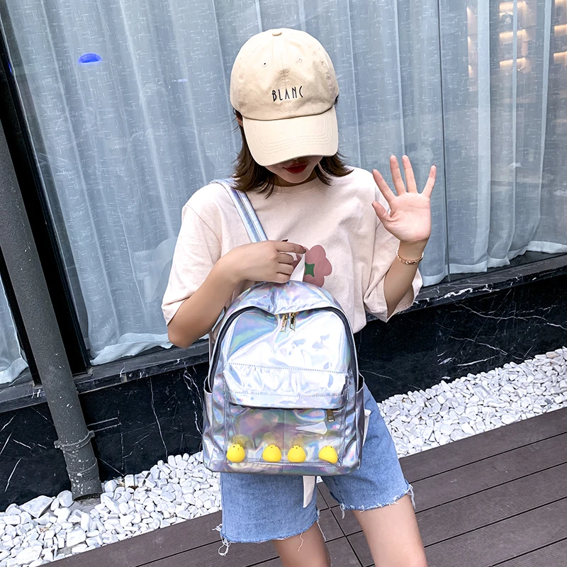 Модный Лазерный рюкзак для женщин прозрачный ПВХ студенческий вместительный